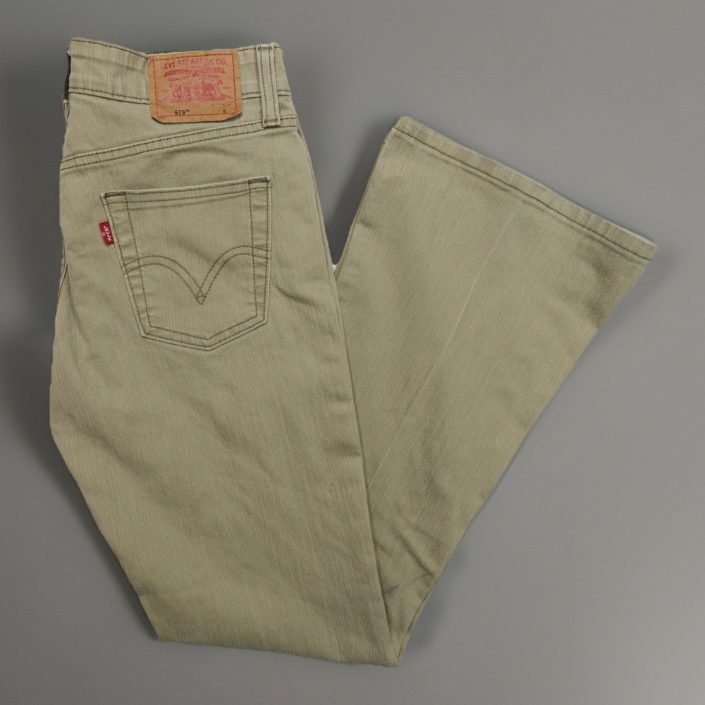 Y2K Vtg Levi's 519 Low Stretch BootCut Pants Women's 28X28 Beige Jeans Vtg Khaki